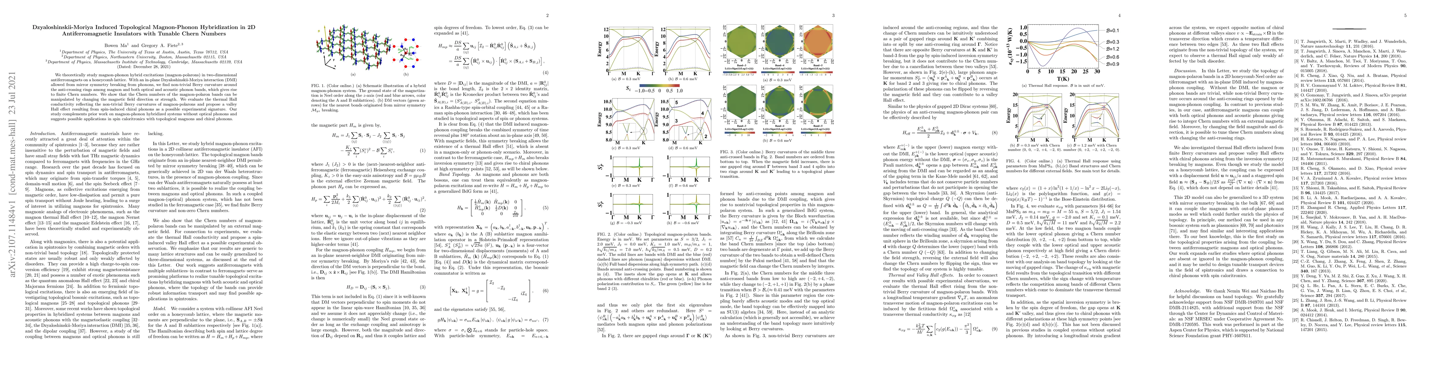 Thumbnail for Dzyaloshinskii-Moriya Induced Topological Magnon-Phonon Hybridization in
  2D Antiferromagnetic Insulators with Tunable Chern Numbers