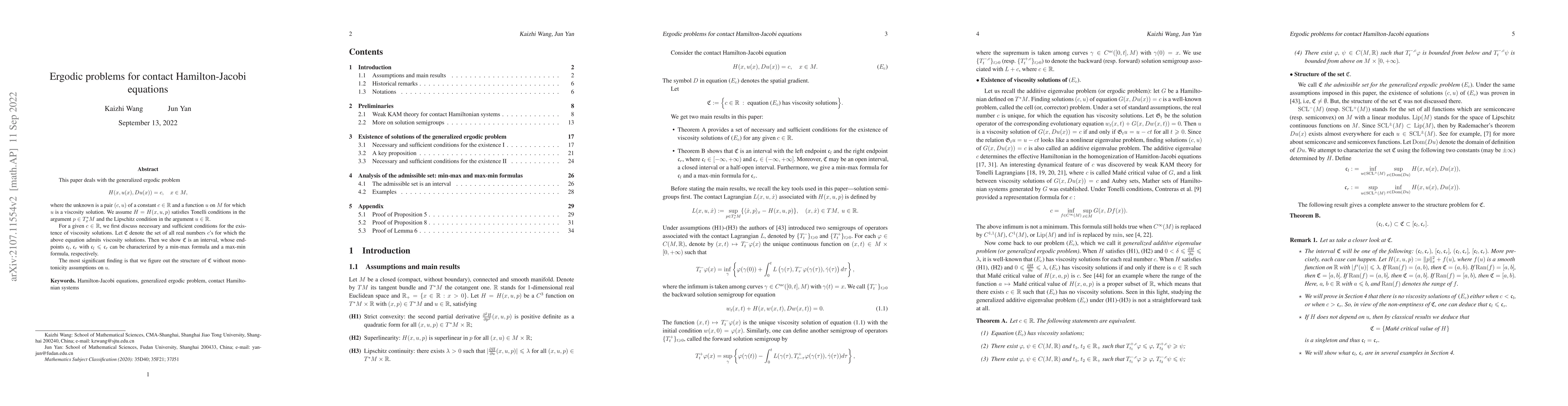 Thumbnail for Ergodic problems for contact Hamilton-Jacobi equations