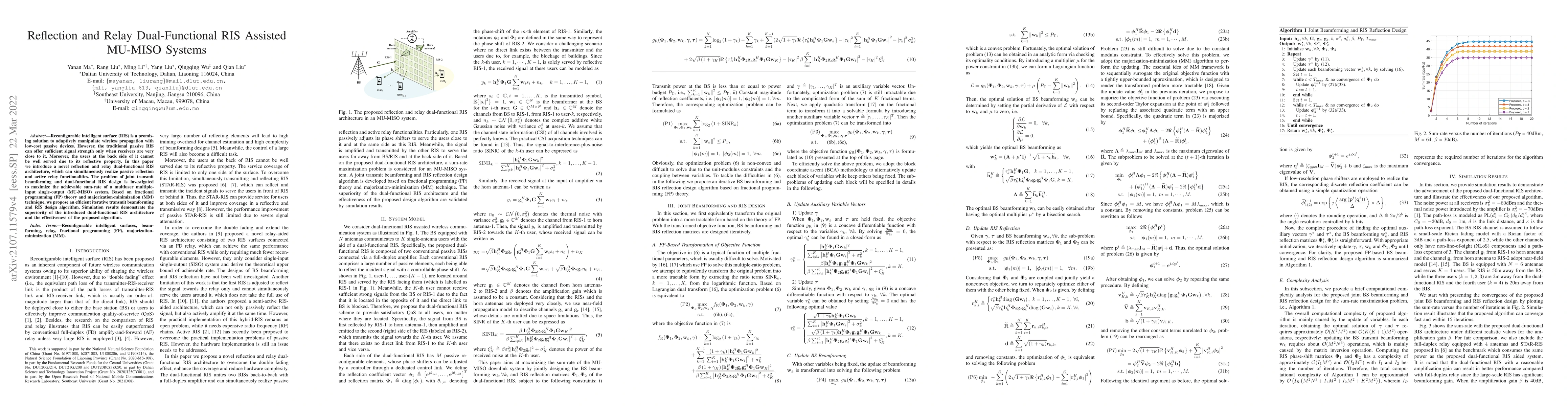 Thumbnail for Reflection and Relay Dual-Functional RIS Assisted MU-MISO Systems