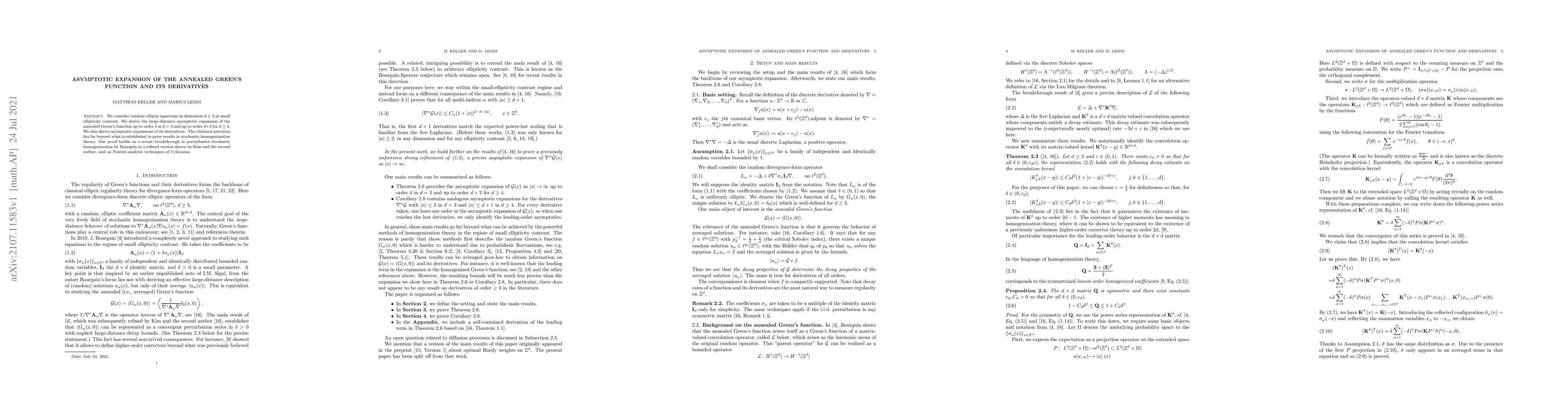 Thumbnail for Asymptotic expansion of the annealed Green's function and its
  derivatives