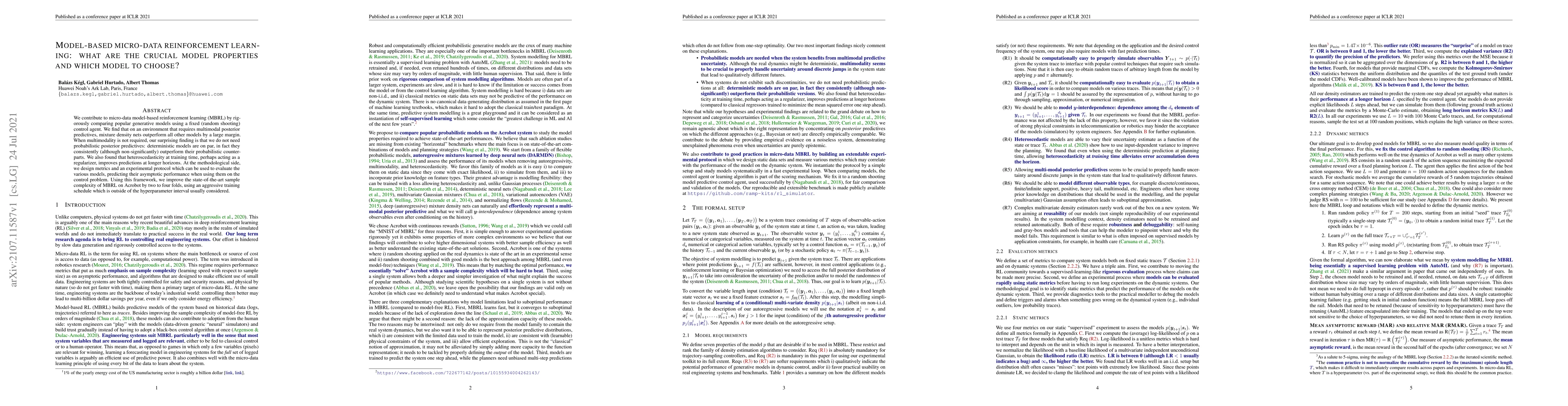 Thumbnail for Model-based micro-data reinforcement learning: what are the crucial
  model properties and which model to choose?