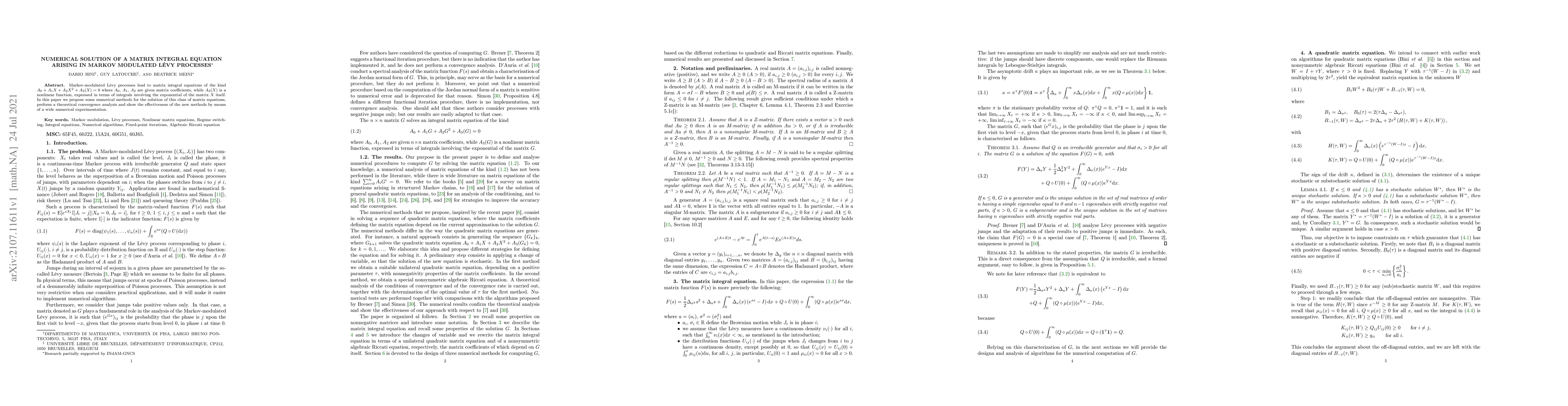Thumbnail for Numerical solution of a matrix integral equation arising in Markov
  Modulated L\'evy processes