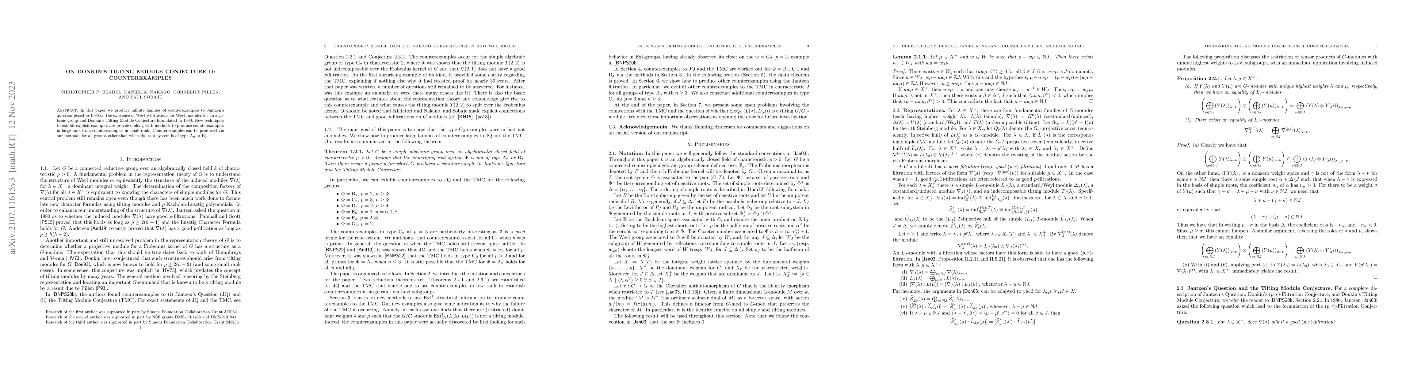 Thumbnail for On Donkin's Tilting Module Conjecture II: Counterexamples