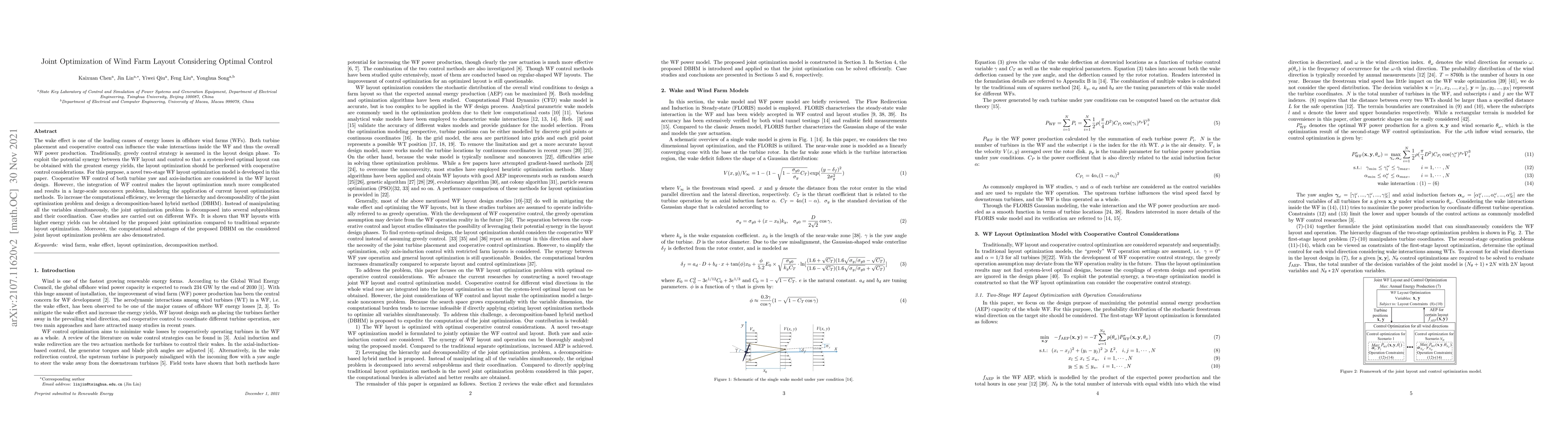 Thumbnail for Joint Optimization of Wind Farm Layout Considering Optimal Control
