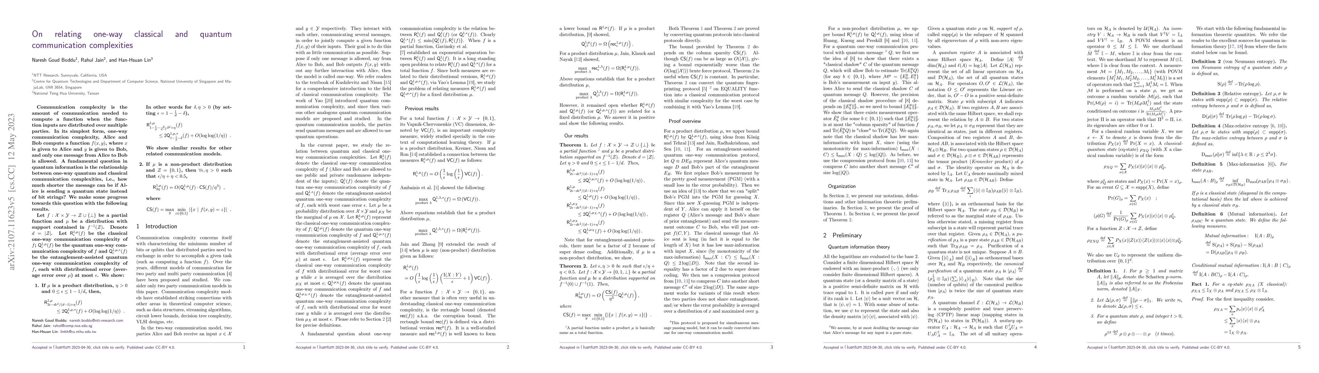 Thumbnail for On relating one-way classical and quantum communication complexities