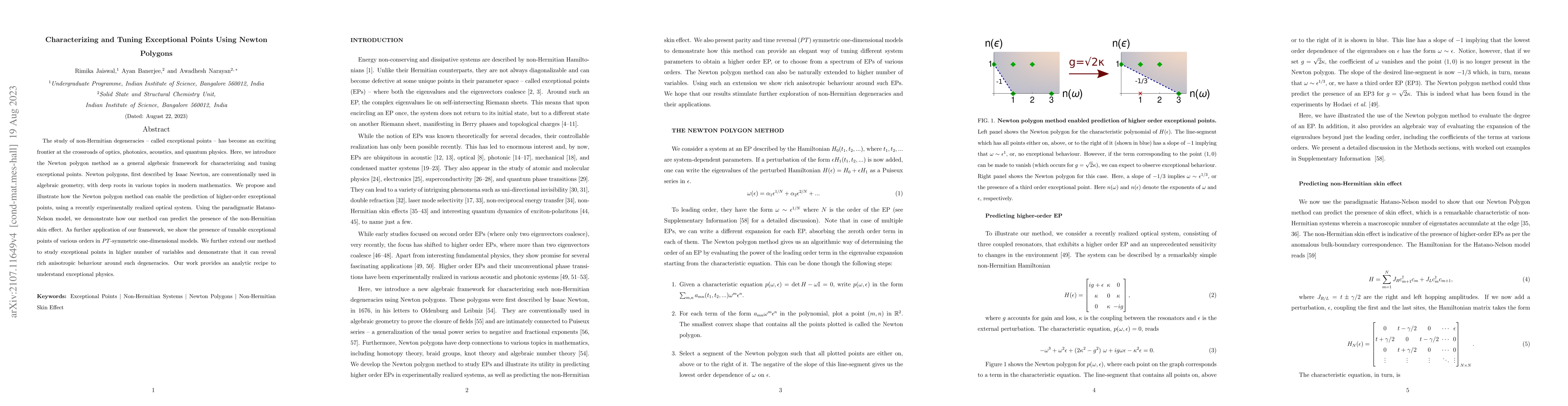 Thumbnail for Characterizing and Tuning Exceptional Points Using Newton Polygons