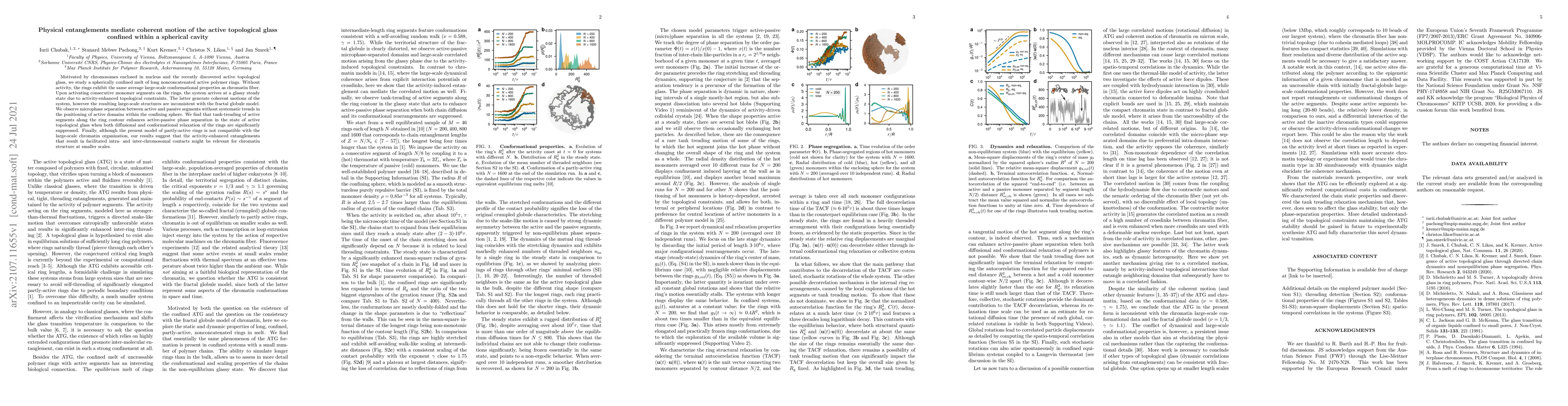 Thumbnail for Physical entanglements mediate coherent motion of the active topological
  glass confined within a spherical cavity