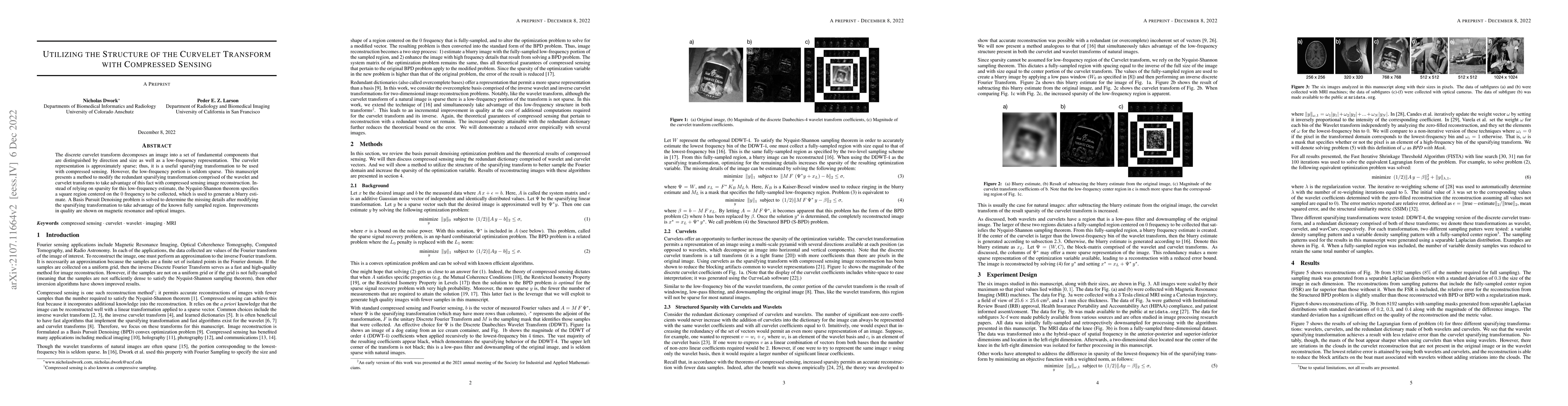 Thumbnail for Utilizing the Structure of the Curvelet Transform with Compressed
  Sensing