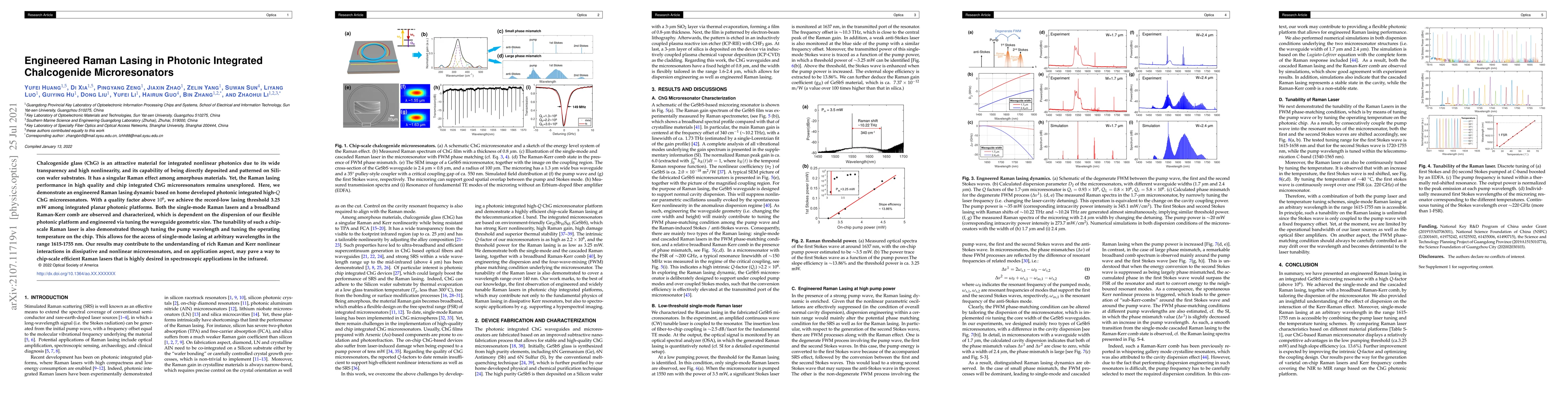 Thumbnail for Engineered Raman Lasing in Photonic Integrated Chalcogenide
  Microresonators