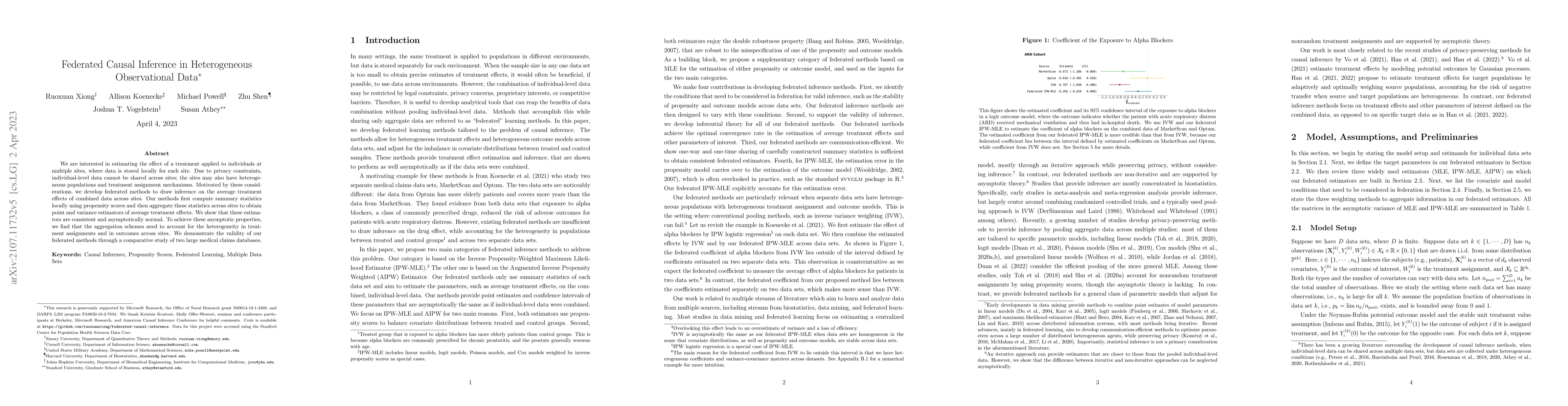 Thumbnail for Federated Causal Inference in Heterogeneous Observational Data