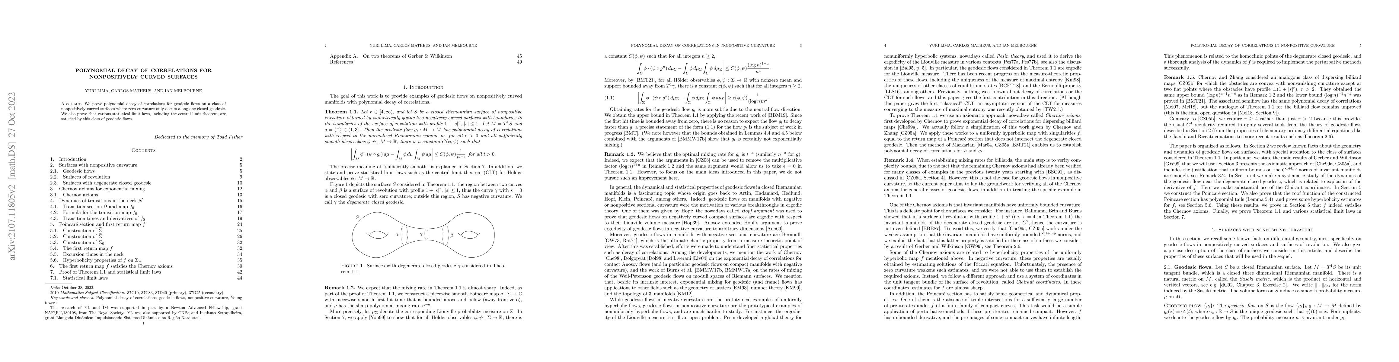 Thumbnail for Polynomial decay of correlations for nonpositively curved surfaces