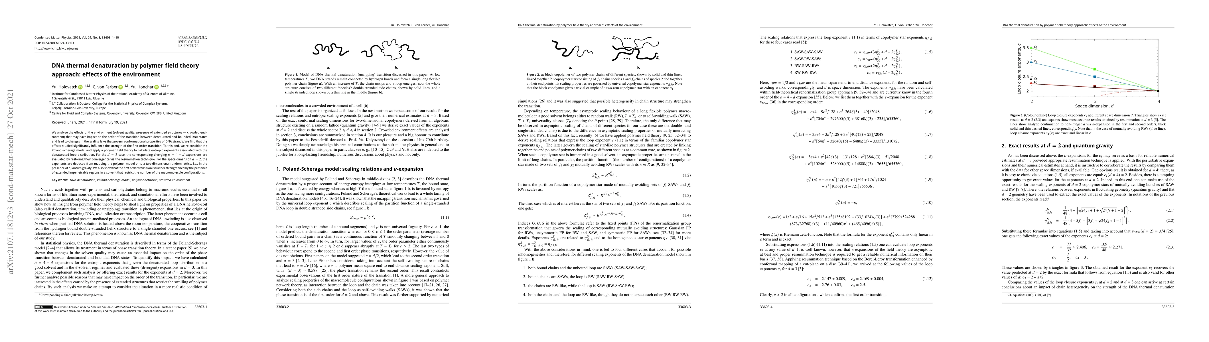 Thumbnail for DNA thermal denaturation by polymer field theory approach: effects of
  the environment