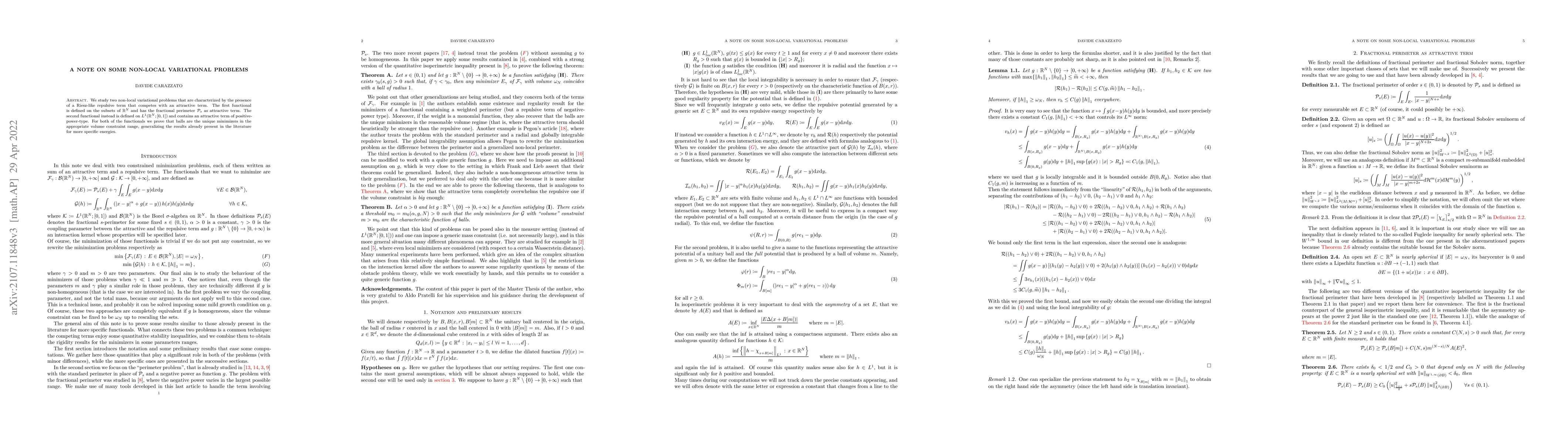 Thumbnail for A note on some non-local variational problems