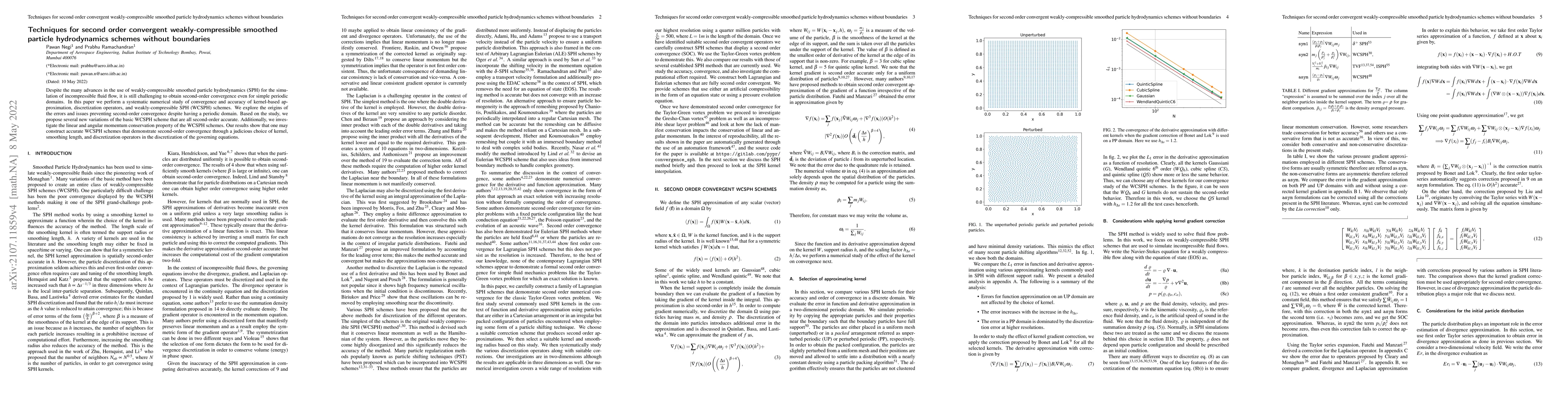 Thumbnail for Techniques for second order convergent weakly-compressible smoothed
  particle hydrodynamics schemes without boundaries