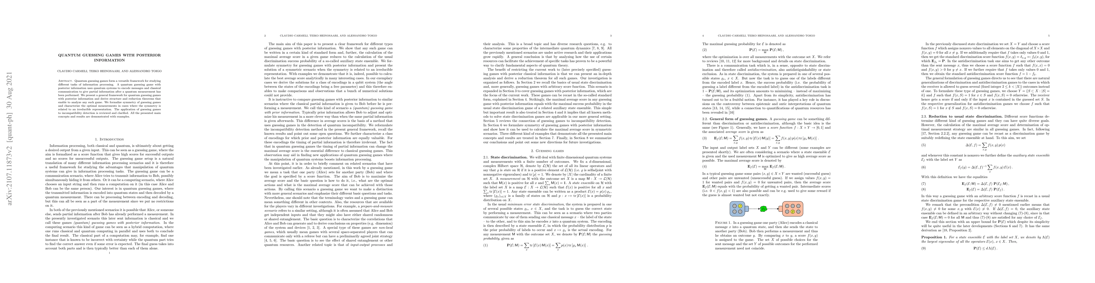 Thumbnail for Quantum guessing games with posterior information