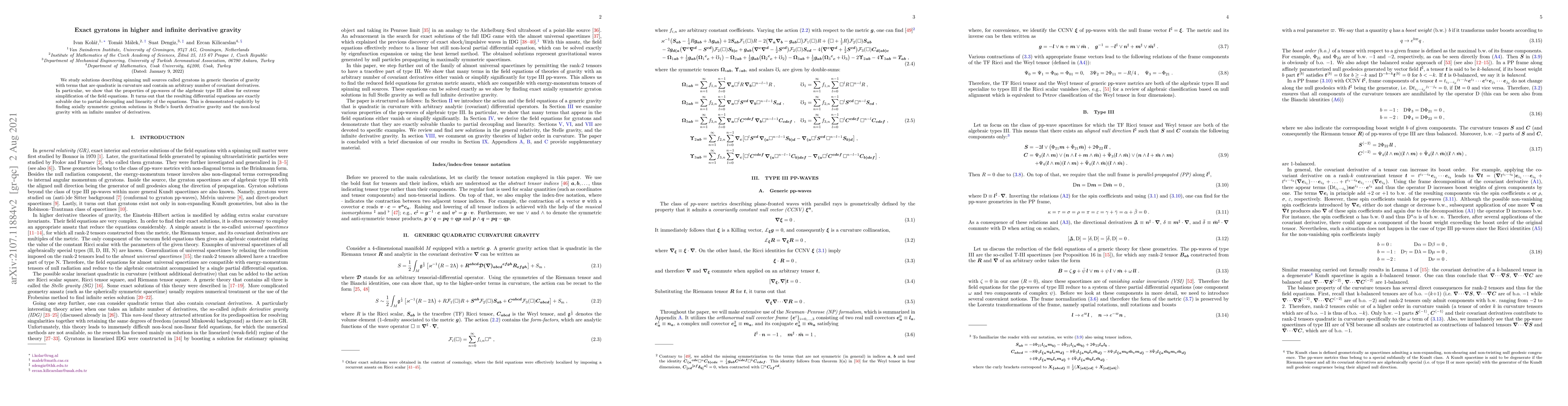 Thumbnail for Exact gyratons in higher and infinite derivative gravity