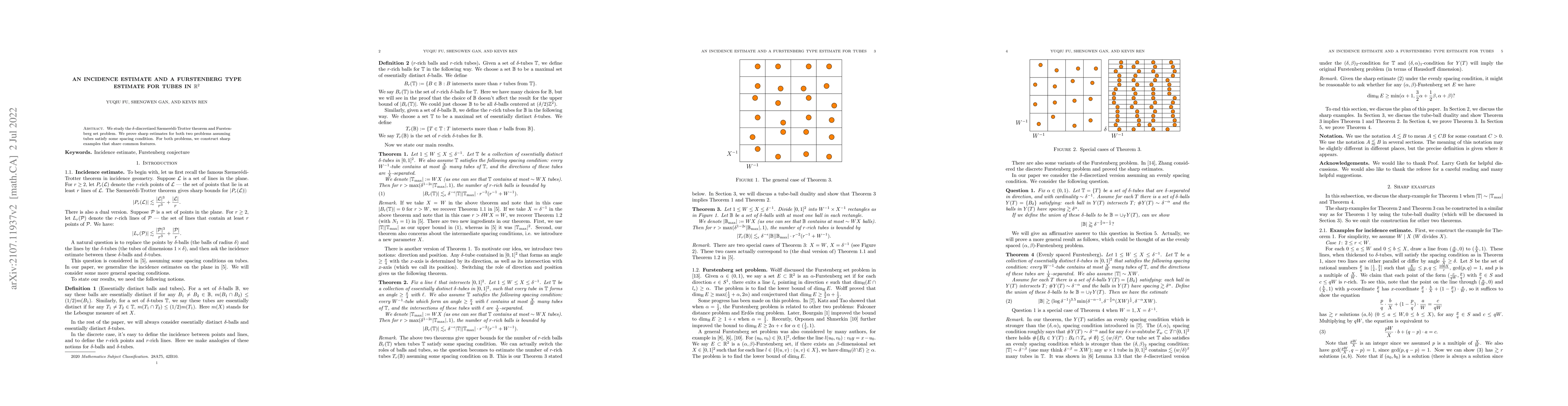 Thumbnail for An incidence estimate and a Furstenberg type estimate for tubes in
  $\mathbb{R}^2$