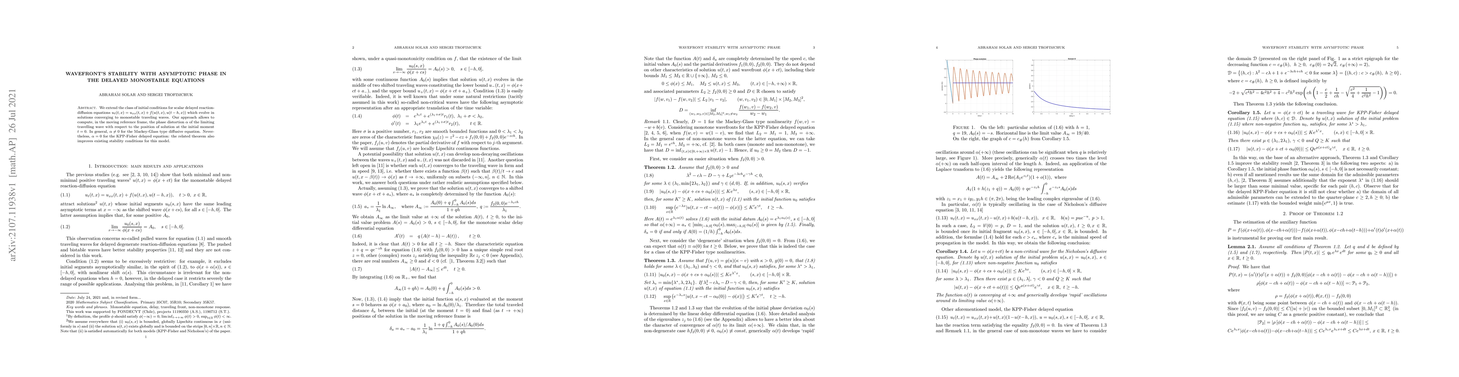 Thumbnail for Wavefront's stability with asymptotic phase in the delayed monostable
  equations