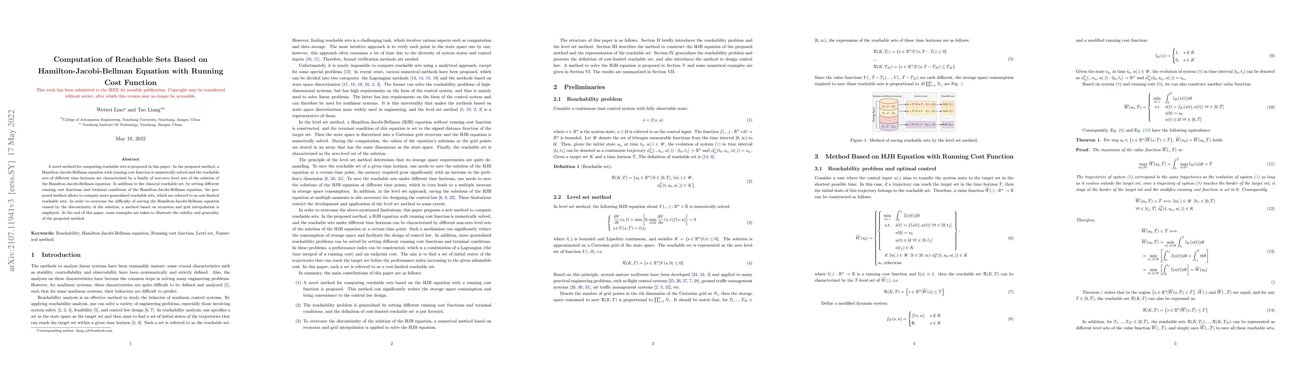 Thumbnail for Computation of Reachable Sets Based on Hamilton-Jacobi-Bellman Equation
  with Running Cost Function