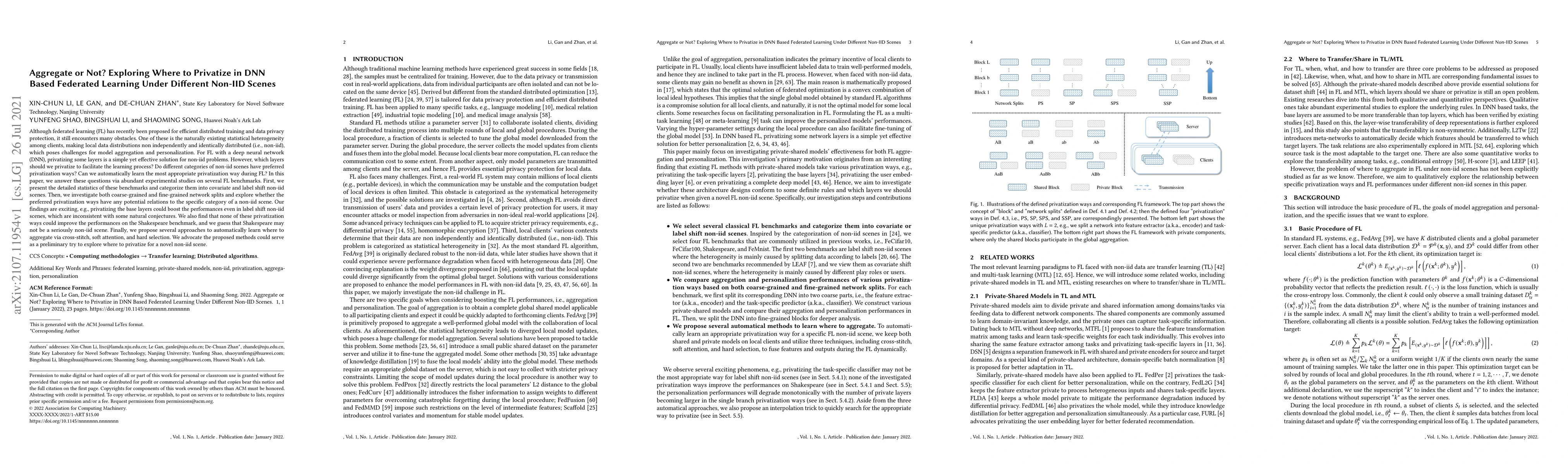Thumbnail for Aggregate or Not? Exploring Where to Privatize in DNN Based Federated
  Learning Under Different Non-IID Scenes