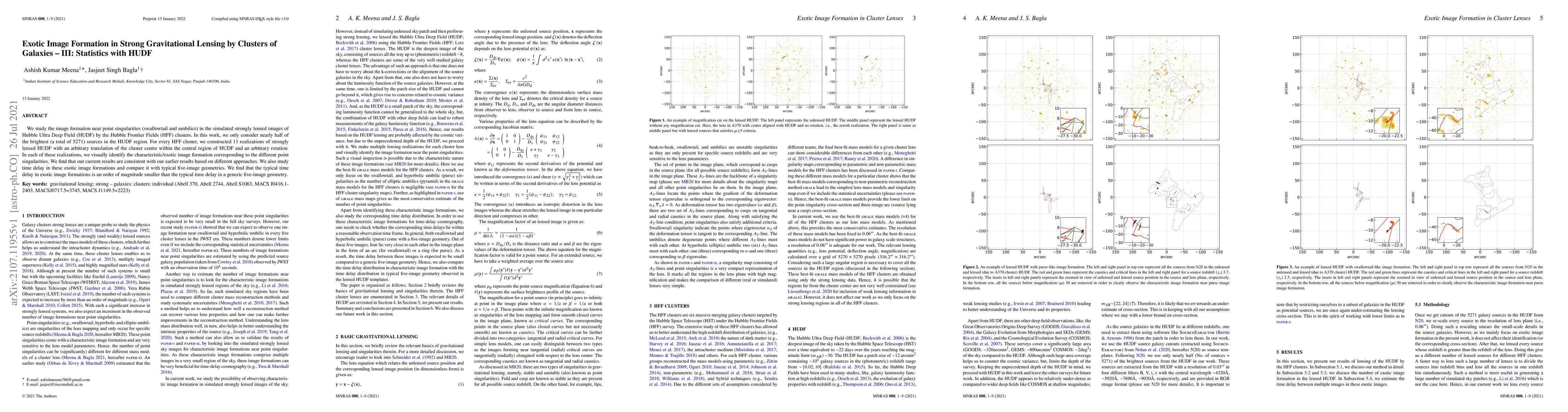 Thumbnail for Exotic Image Formation in Strong Gravitational Lensing by Clusters of
  Galaxies -- III: Statistics with HUDF