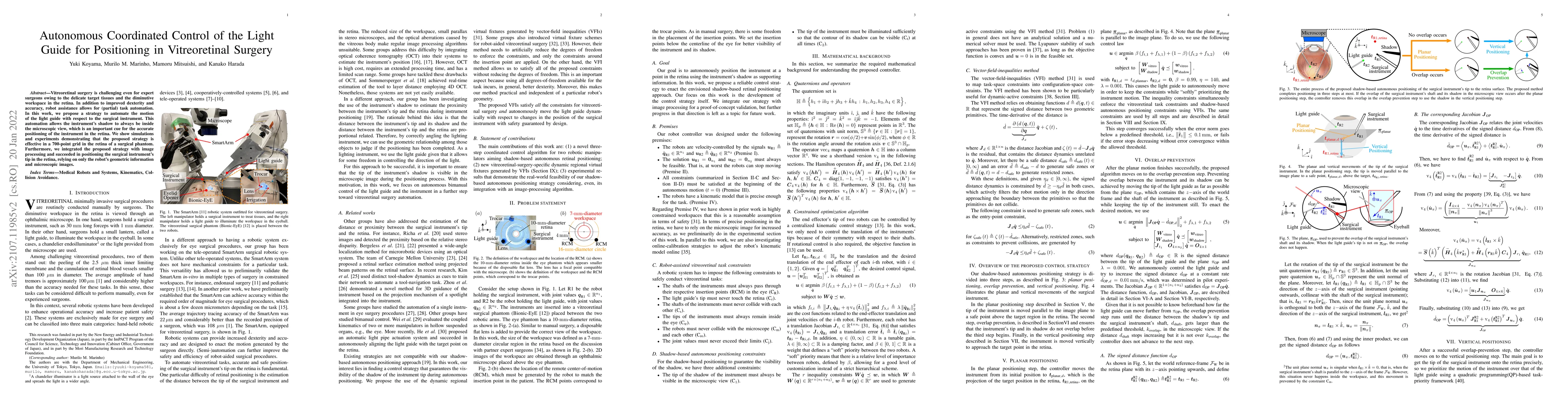 Thumbnail for Autonomous Coordinated Control of the Light Guide for Positioning in
  Vitreoretinal Surgery