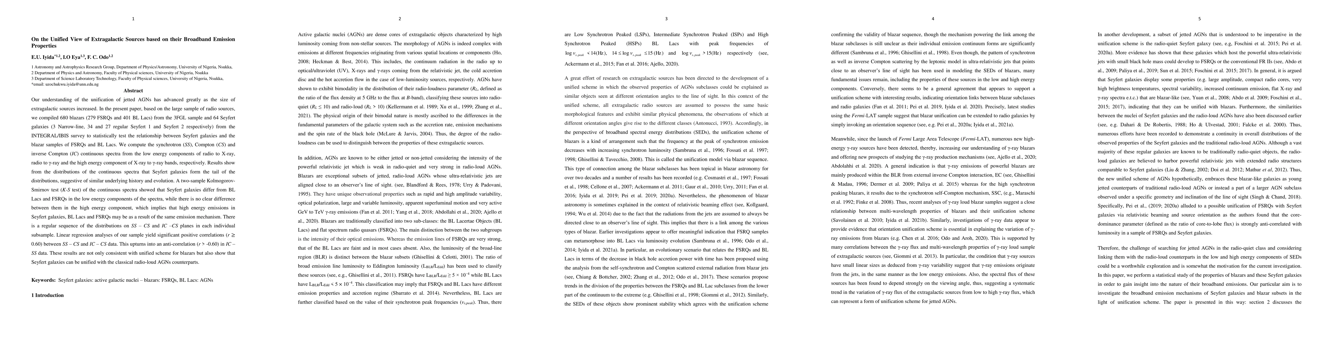 Thumbnail for On the Unified View of Extragalactic Sources based on their Broadband
  Emission Properties