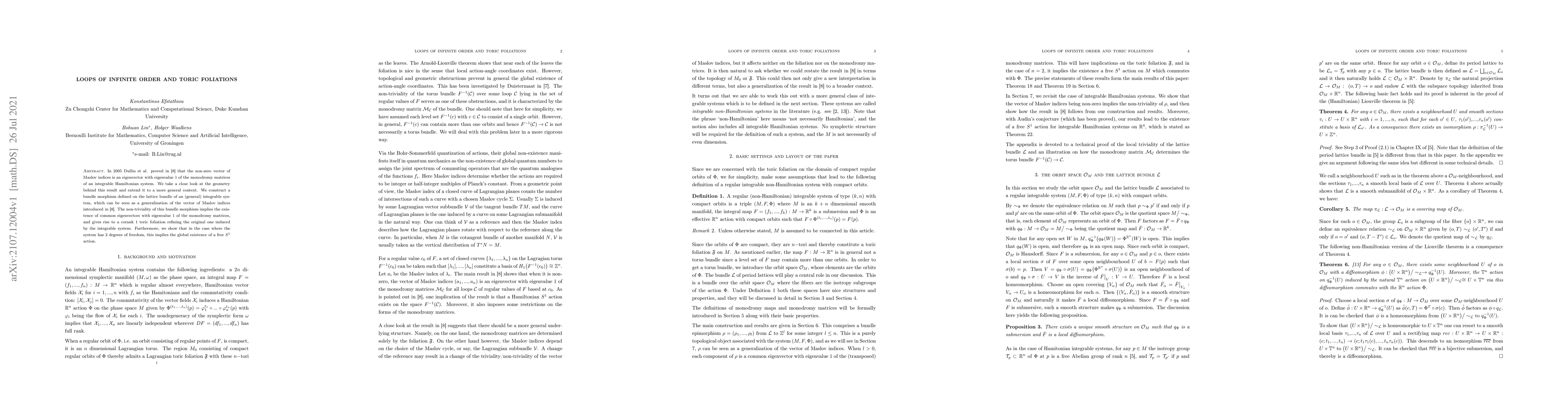Thumbnail for Loops of Infinite Order and Toric Foliations
