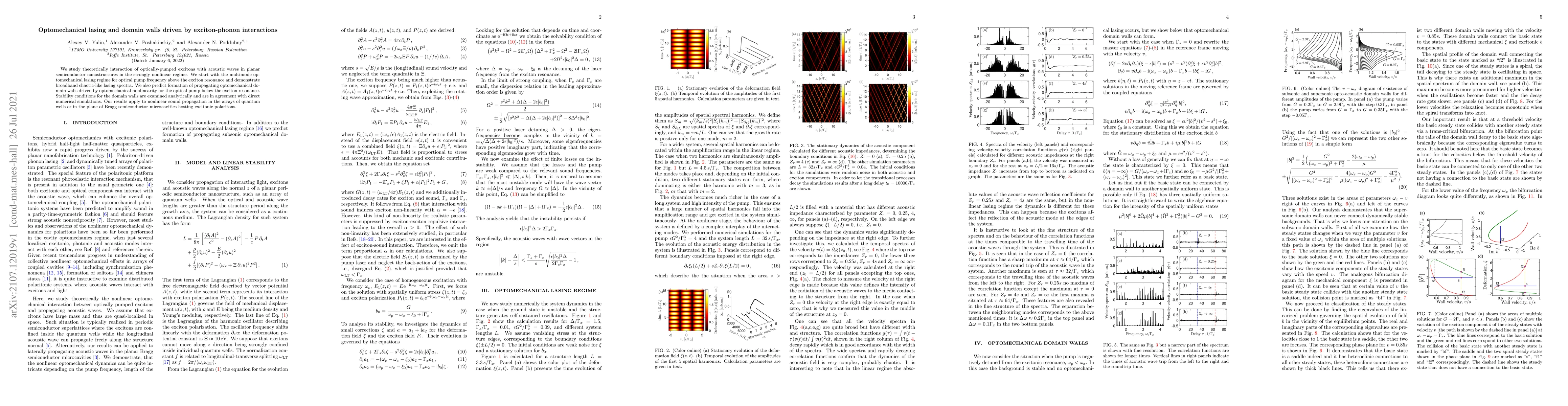 Thumbnail for Optomechanical lasing and domain walls driven by exciton-phonon
  interactions
