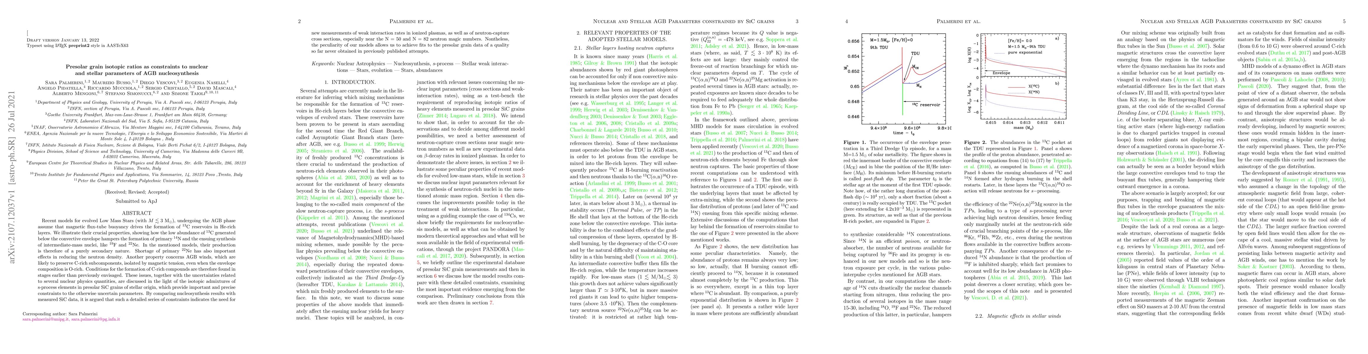 Thumbnail for Presolar grain isotopic ratios as constraints to nuclear and stellar
  parameters of AGB nucleosynthesis