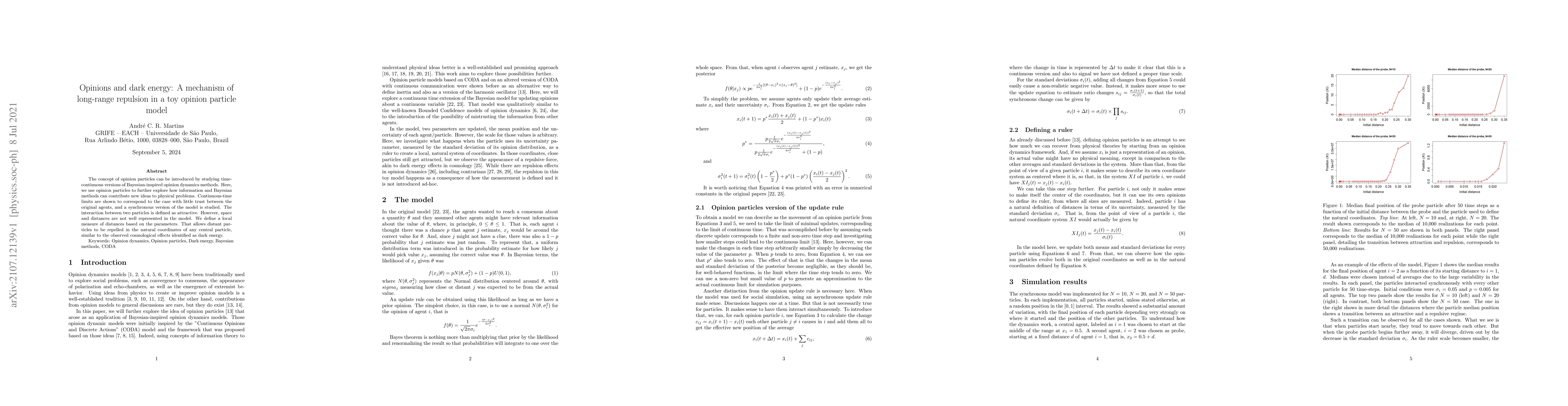 Thumbnail for Opinions and dark energy: A mechanism of long-range repulsion in a toy
  opinion particle model