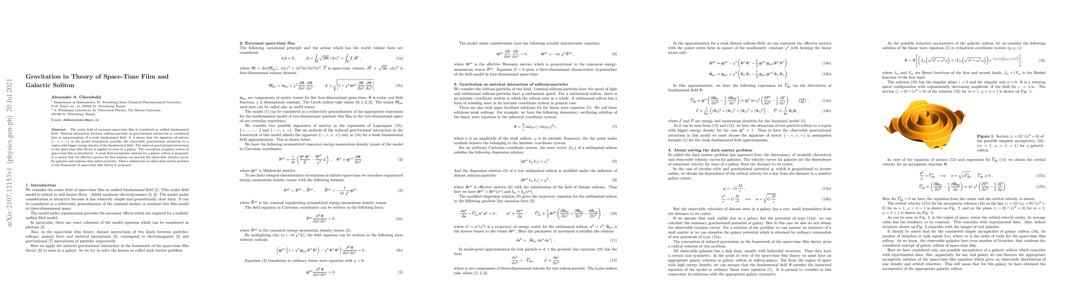 Thumbnail for Gravitation in Theory of Space-Time Film and Galactic Soliton
