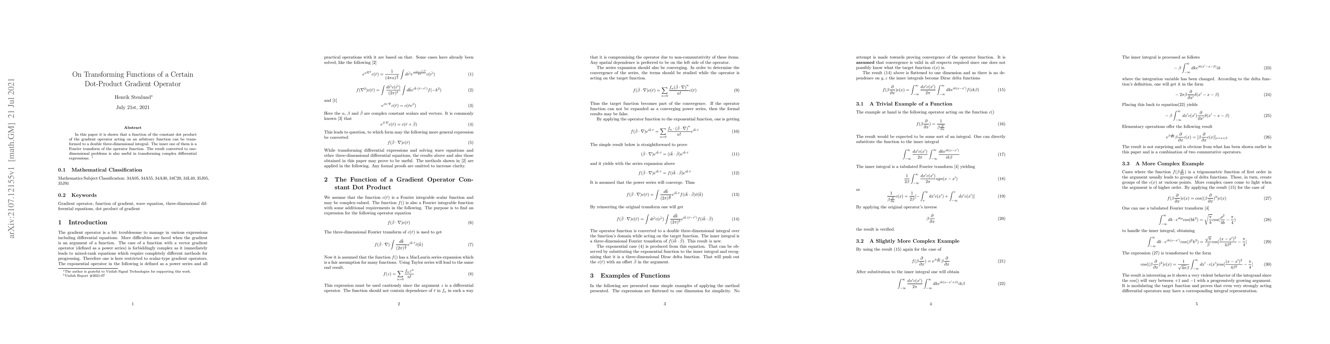 Thumbnail for On Transforming Functions of a Certain Dot-Product Gradient Operator