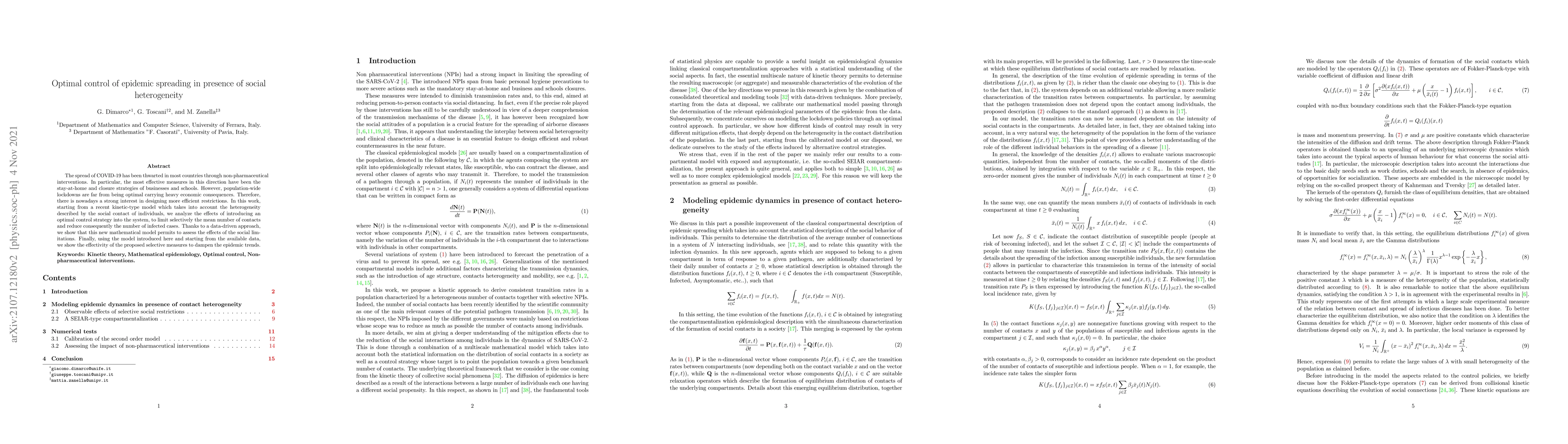 Thumbnail for Optimal control of epidemic spreading in presence of social
  heterogeneity