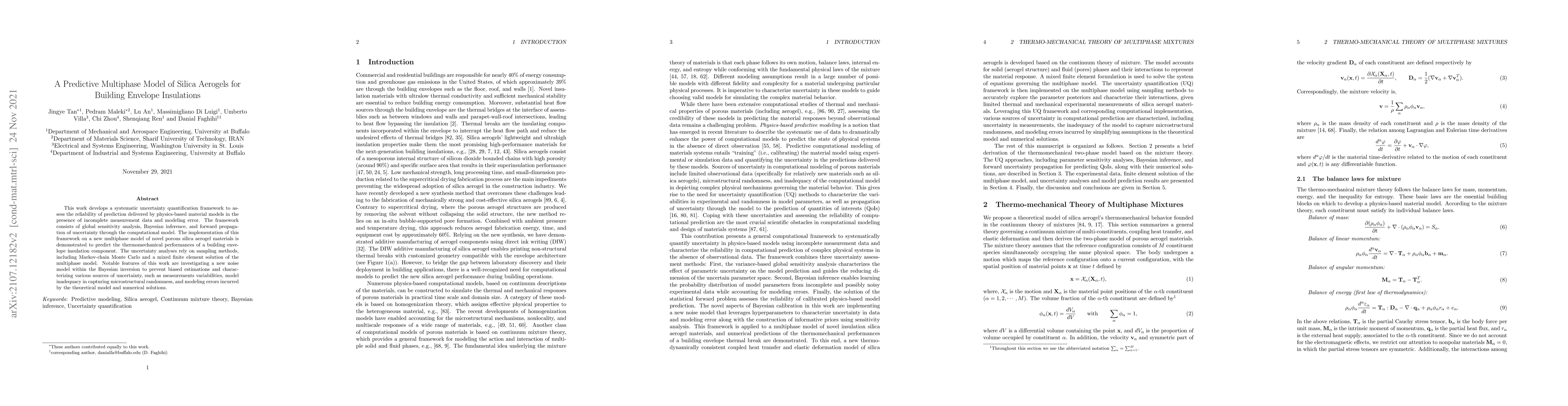 Thumbnail for A Predictive Multiphase Model of Silica Aerogels for Building Envelope
  Insulations