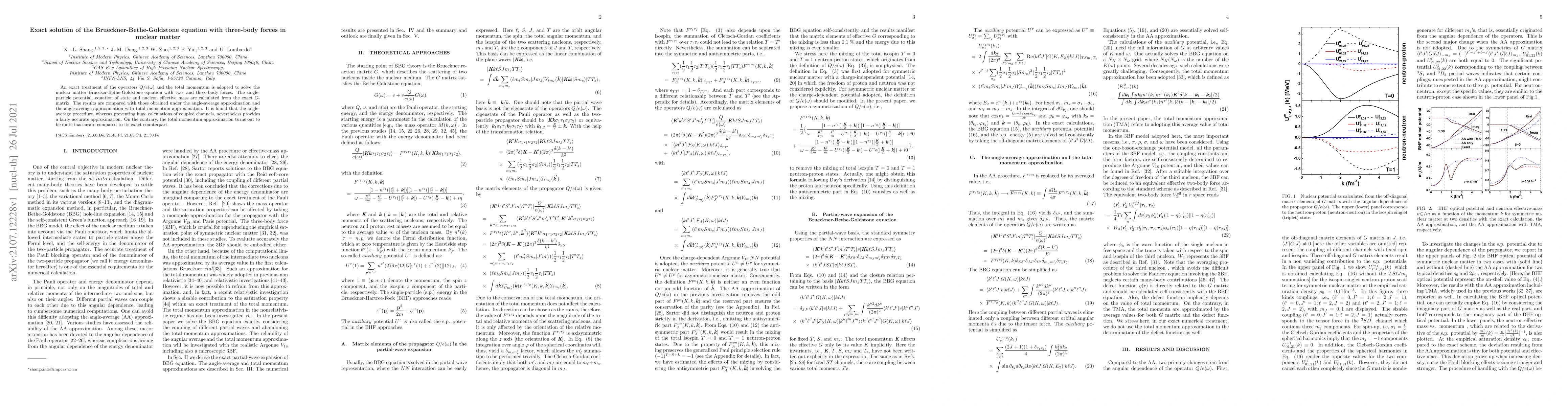 Thumbnail for Exact solution of the Brueckner-Bethe-Goldstone equation with three-body
  forces in nuclear matter