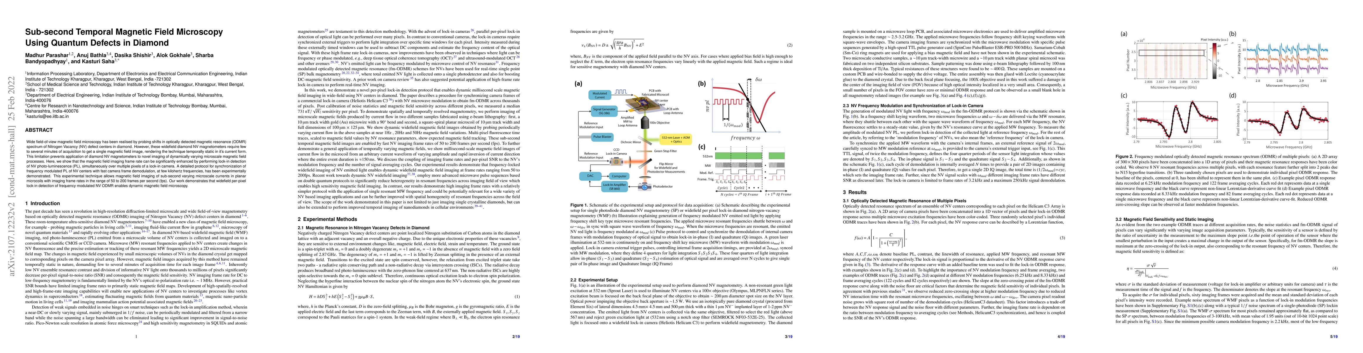 Thumbnail for Sub-second Temporal Magnetic Field Microscopy Using Quantum Defects in
  Diamond