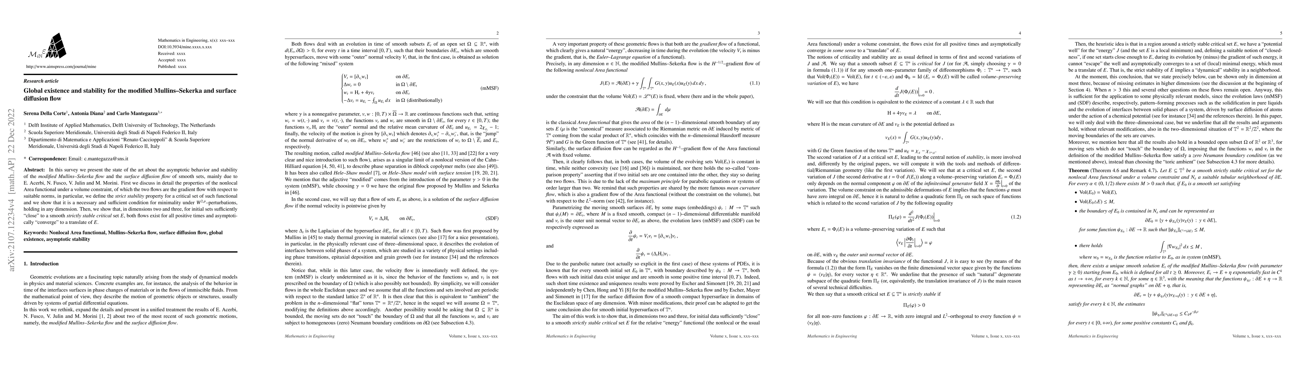 Thumbnail for Global Existence and Stability for the Modified Mullins-Sekerka and
  Surface Diffusion Flow