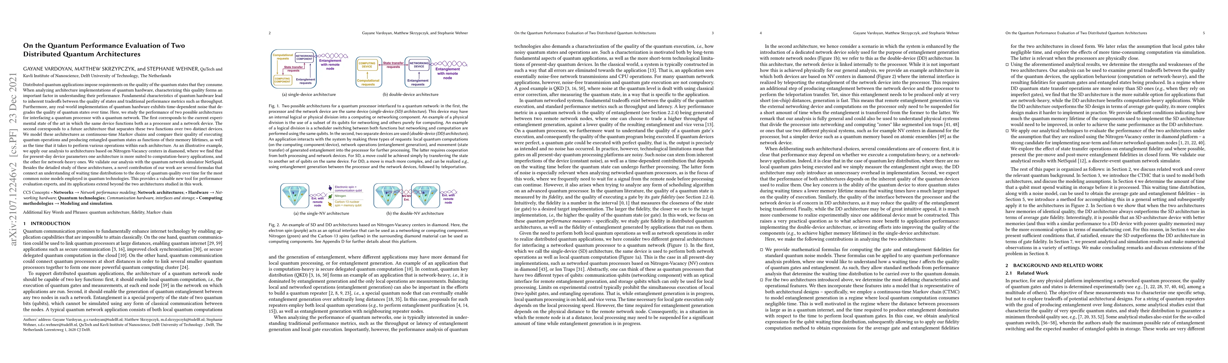 Thumbnail for On the Quantum Performance Evaluation of Two Distributed Quantum
  Architectures
