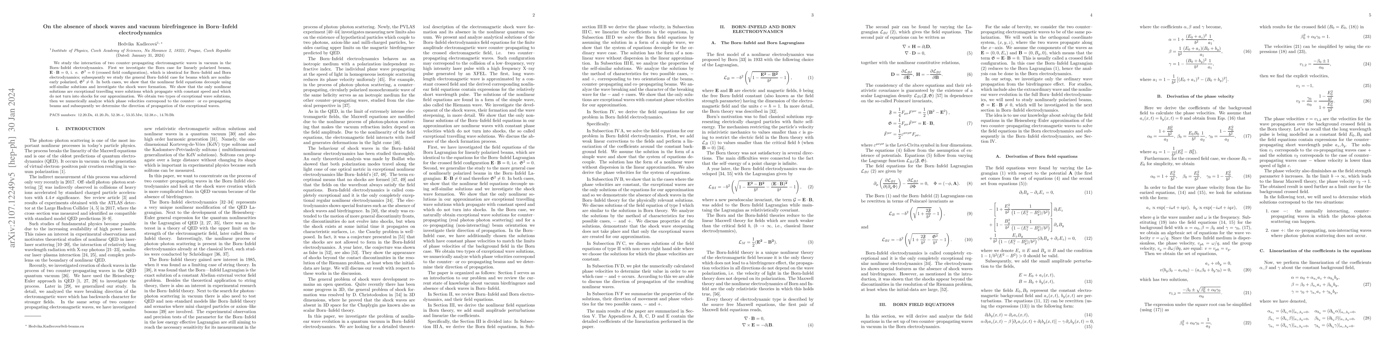 Thumbnail for On the absence of shock waves and vacuum birefringence in Born--Infeld
  electrodynamics