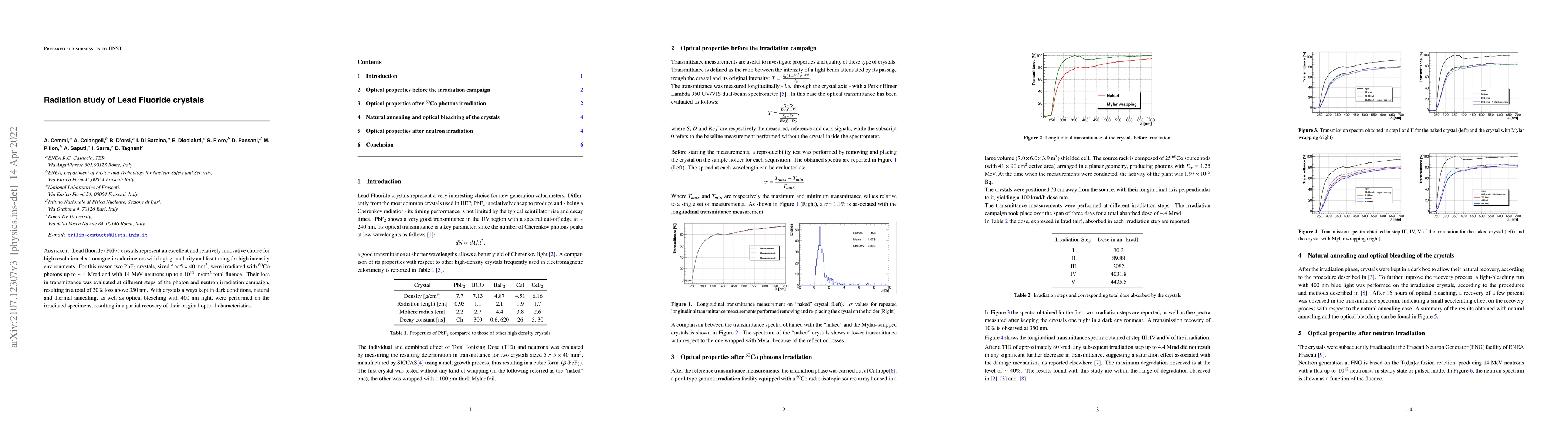 Thumbnail for Radiation study of Lead Fluoride crystals