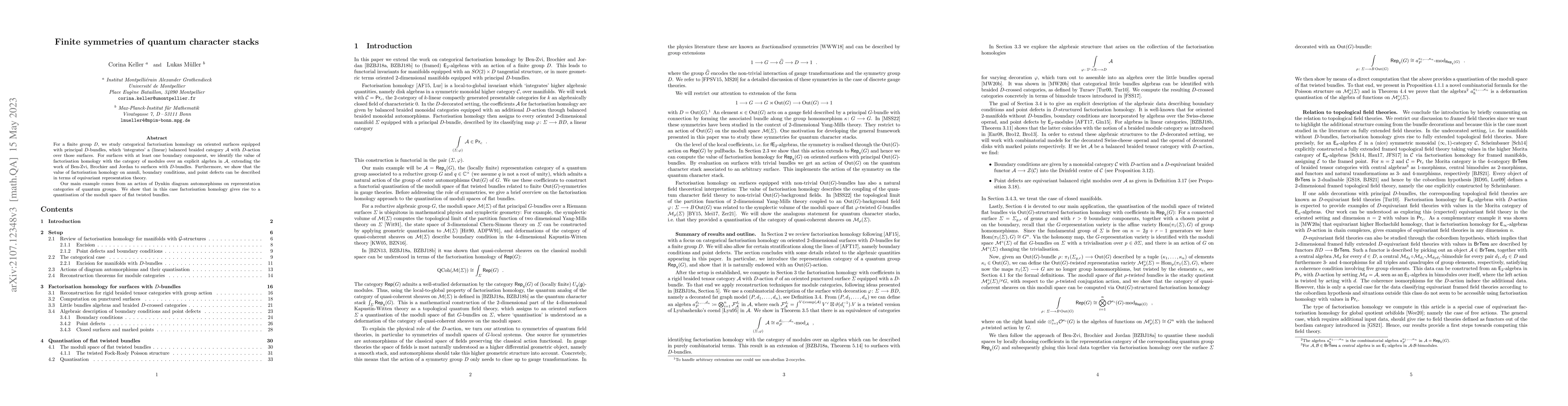 Thumbnail for Finite symmetries of quantum character stacks