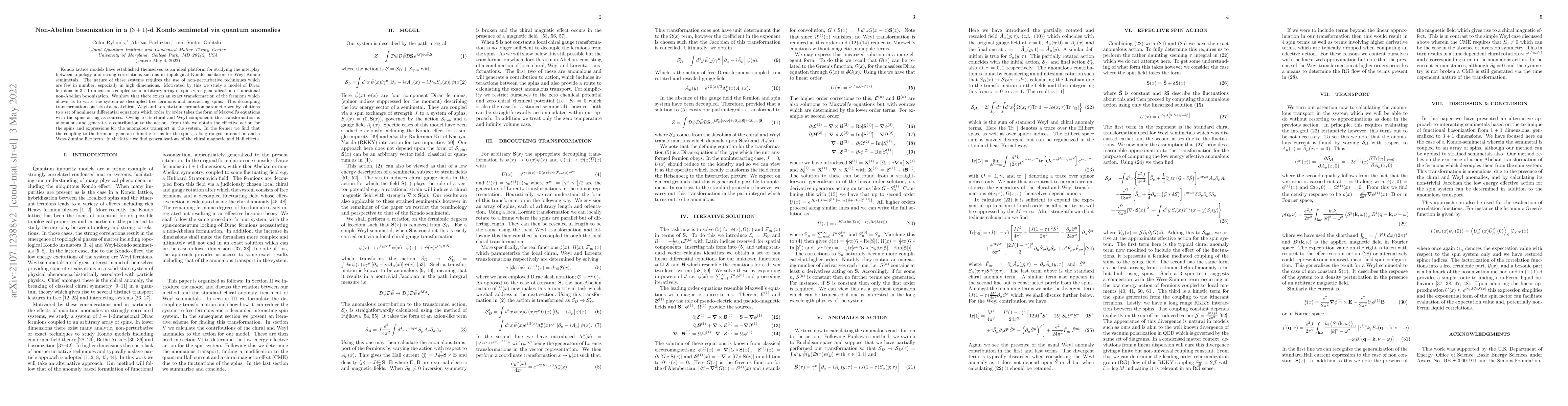 Thumbnail for Non-Abelian bosonization in a (3+1)-d Kondo semimetal via quantum
  anomalies