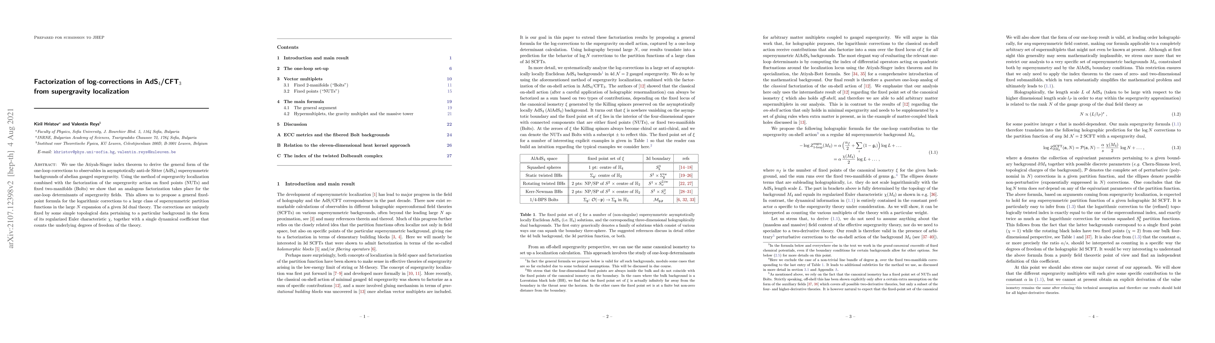 Thumbnail for Factorization of log-corrections in AdS$_4$/CFT$_3$ from supergravity
  localization
