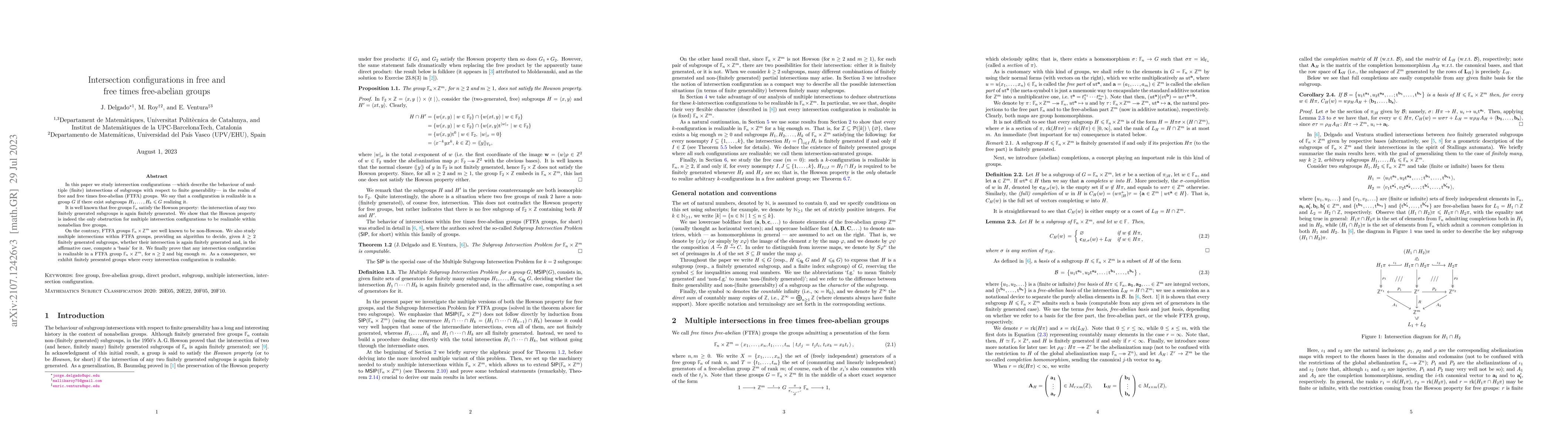 Thumbnail for Intersection configurations in free and free times free-abelian groups