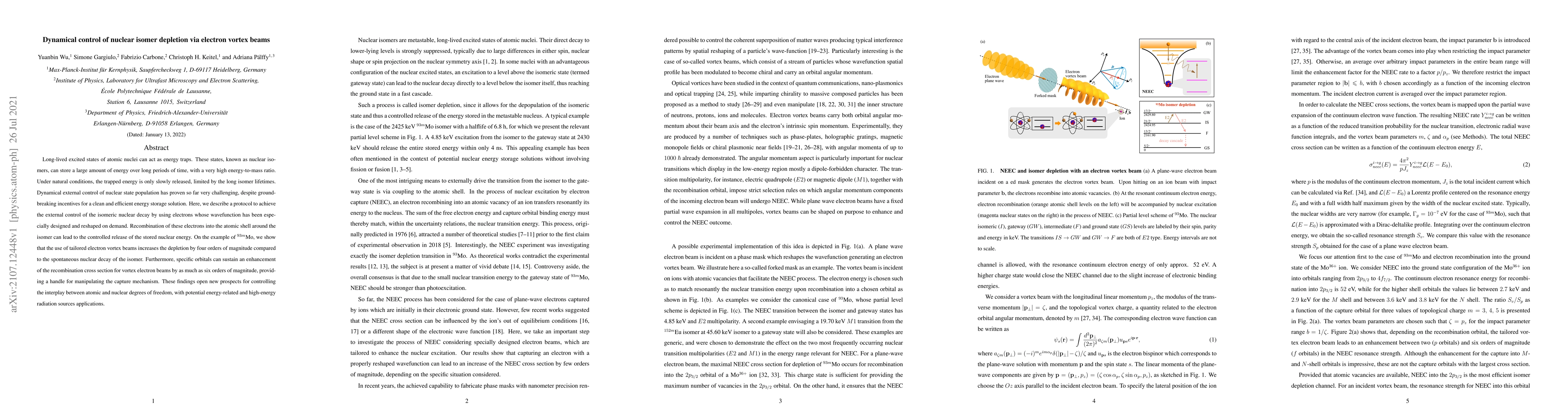 Thumbnail for Dynamical control of nuclear isomer depletion via electron vortex beams