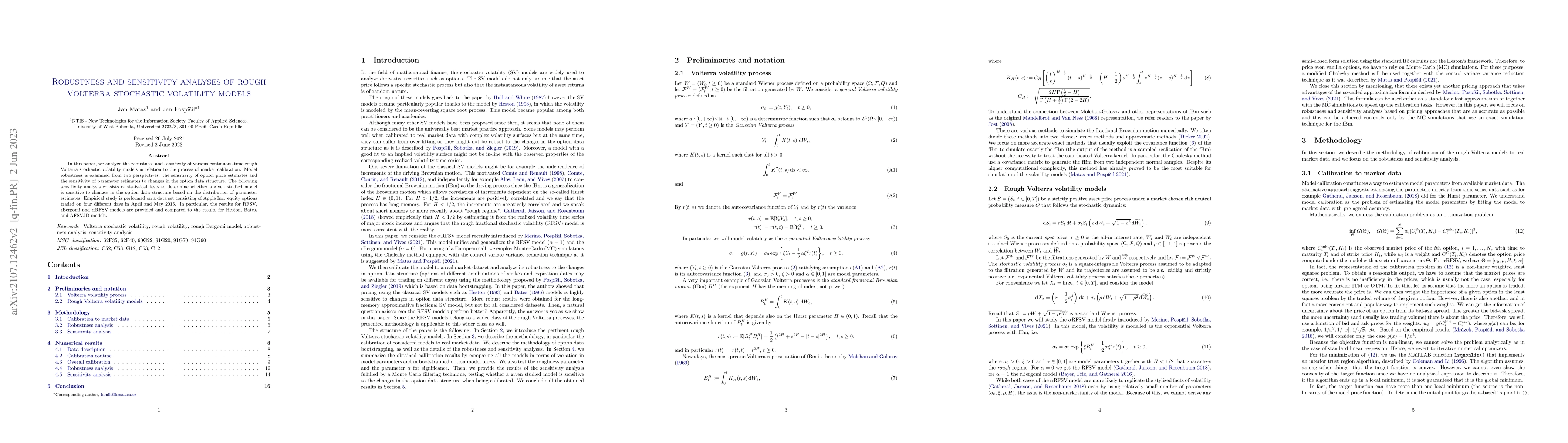 Thumbnail for Robustness and sensitivity analyses for rough Volterra stochastic
  volatility models