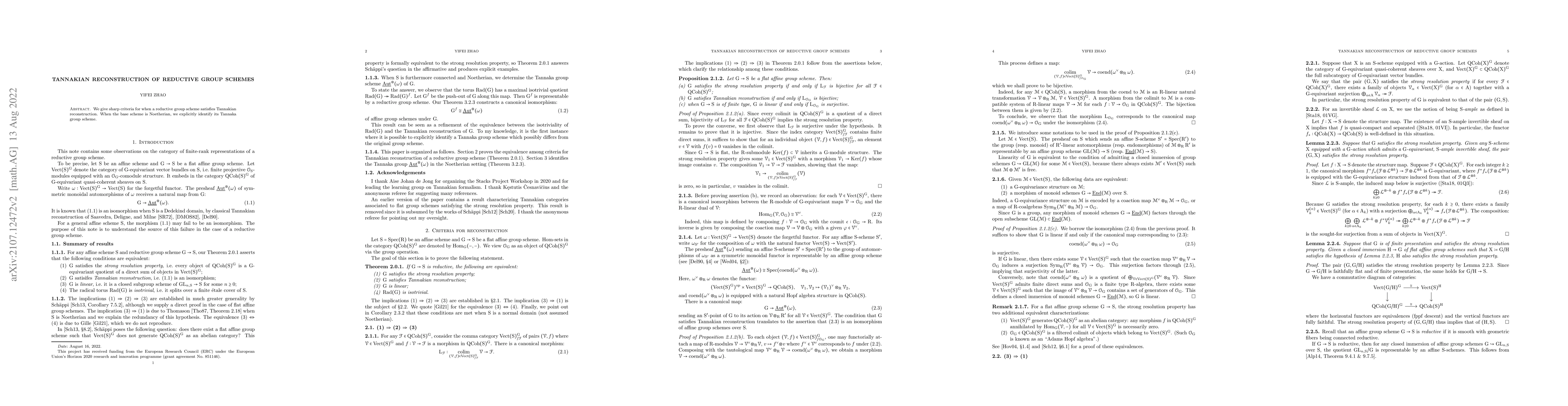 Thumbnail for Tannakian reconstruction of reductive group schemes