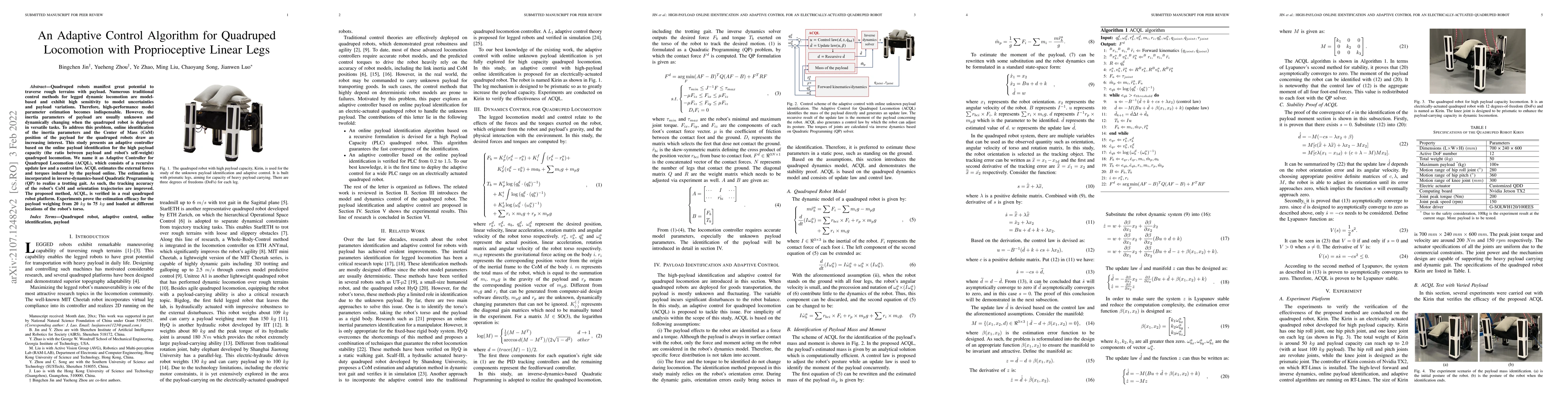 Thumbnail for An Adaptive Control Algorithm for Quadruped Locomotion with
  Proprioceptive Linear Legs