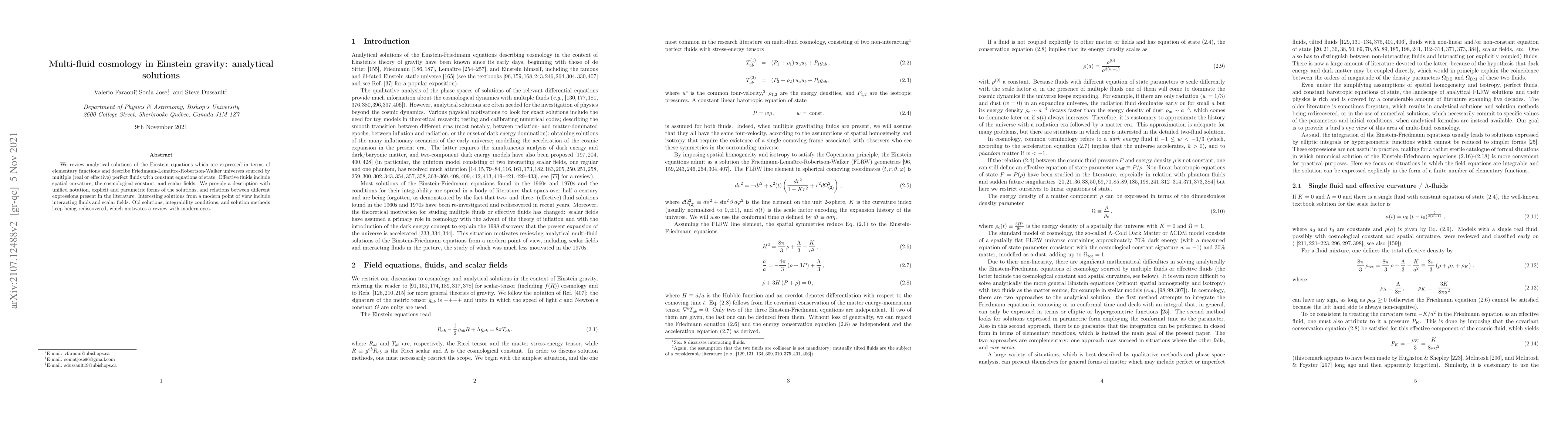 Thumbnail for Multi-fluid cosmology in Einstein gravity: analytical solutions